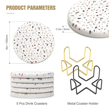 Multicolor Water Absorbing Diatomaceous Earth Coaster Set - 5 Pcs
