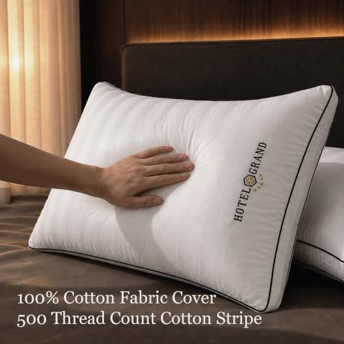 Queen Pillows Set of 2 - Firm Down Alternative Gusseted Luxury Hotel Style - White