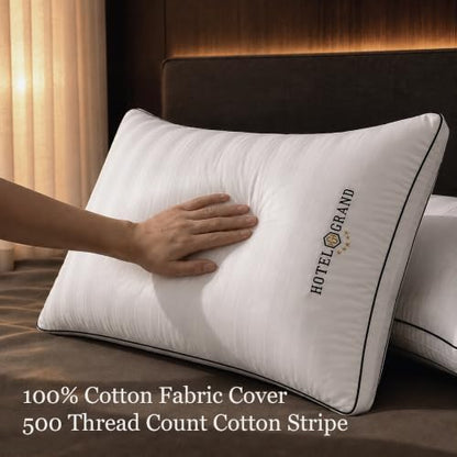 Queen Pillows Set of 2 - Firm Down Alternative Gusseted Luxury Hotel Style - White