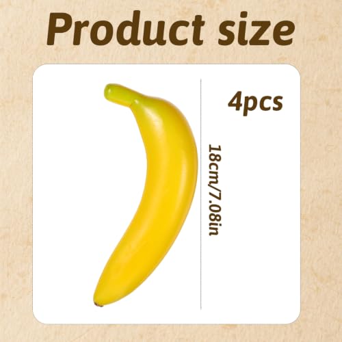 Artificial Banana Foam Decoration 4 Pack - Realistic Faux Fruit for Home & Photography