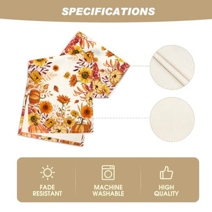 Fall Table Runner 13x72 Inch Orange Polyester Home Decor for Party & Dining