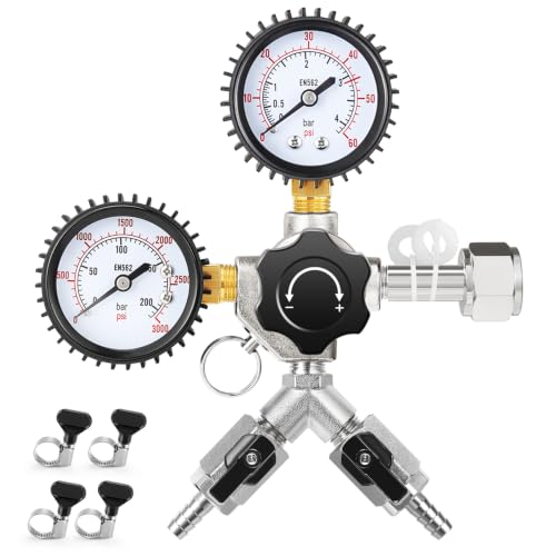 Dual Output CO2 Regulator for Kegerators - CGA-320, Heavy-Duty Brass, Safety Valve