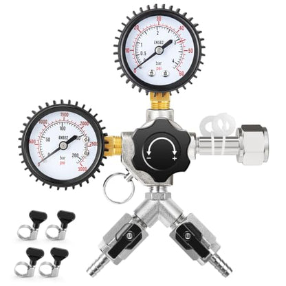 Dual Output CO2 Regulator for Kegerators - CGA-320, Heavy-Duty Brass, Safety Valve
