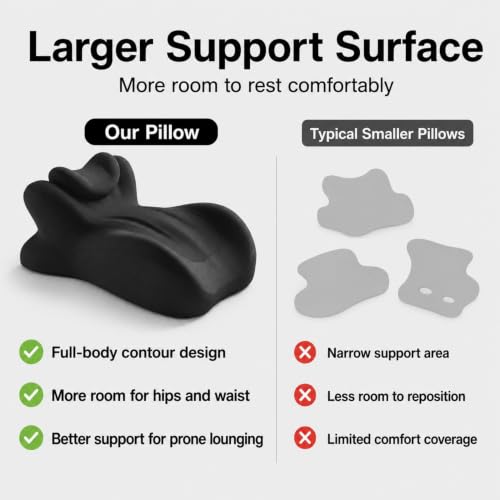 Black Wedge Pillow for Couples, Memory Foam Support for Bed & Lounge