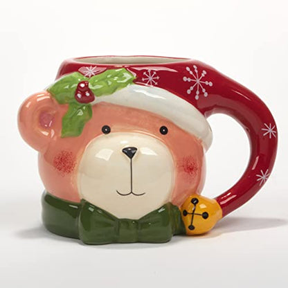 Holiday Mug Set - 4 Ceramic 18 oz. Santa Snowman Teddy Bear Penguin