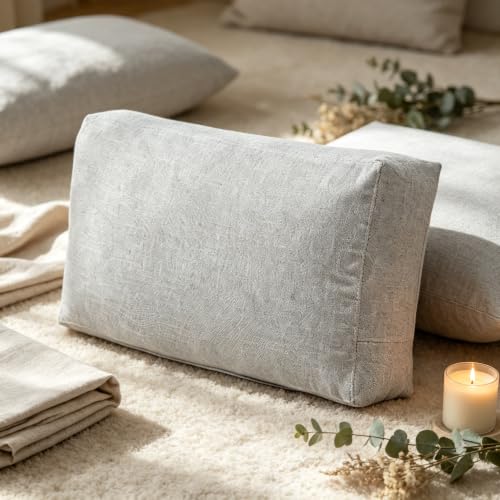 Large Linen Sofa Back Cushion Cover - Khaki 70x50x10cm Replacement Slipcover