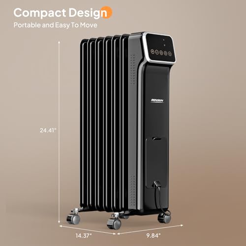 ROVSUN WiFi-Controlled Oil Filled Radiator Heater - 1500W, Black