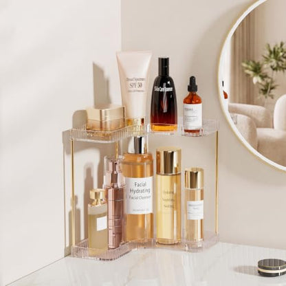 Bathroom Counter Organizer 2-Tier Corner Shelf - Clear / 2-Tier