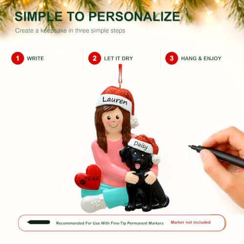 Black Girl and Dog Christmas Ornament - Personalized Dog Lover Gift