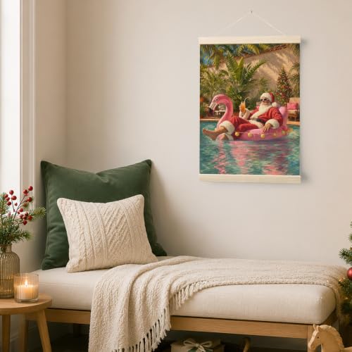 IIIBEBEYSALO Tropical Christmas Santa Wall Art Poster 12x16 Inch - Christmas-6