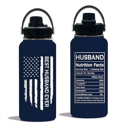 Best Husband 32 Oz Navy Blue Mug with Lid - Gift for Him from Wife