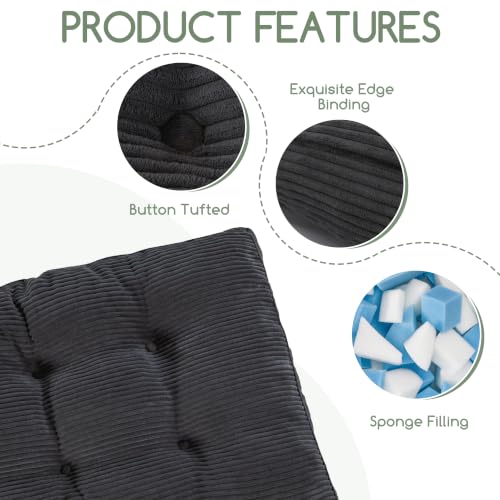 Corduroy Sofa Topper - Dark Grey Bench Cushion 71x28x6 Inches
