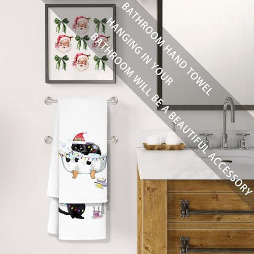 Variation of THIS listing: Merry Christmas Cat Towel Set – 4 Hand Towels 16x24 in, Cat Lovers Bathroom Decor