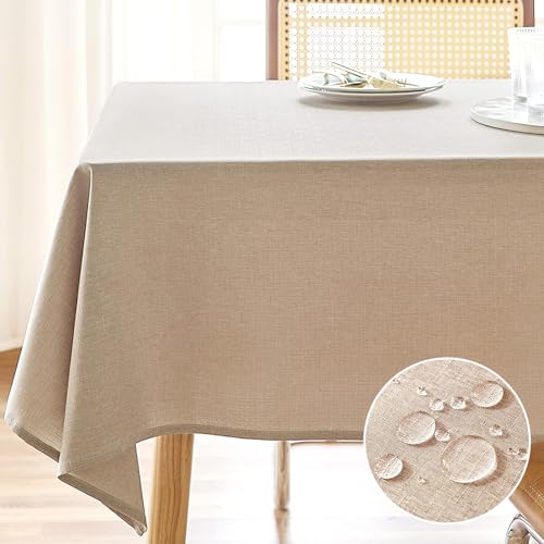 AUSSPVOCT Textured Linen Tablecloth Rectangle 52x70 Waterproof Spill-Proof Wipeable Table Cloth Wrinkle Free Linen Outdoor Table Cover for Birthday Party Farmhouse Tablecloths Up to 54''X36'' Tables