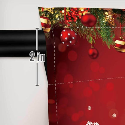 Snowflake Christmas Window Curtains 82x84 Inches - Holiday Decor for Bedroom & Living Room - 2 Panel