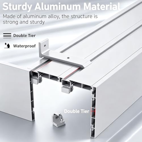 Side-Mount Wall Mount Curtain Pelmet with Double Track 3-in-1 Hidden Box Cover - 1.6m / 5.2ft