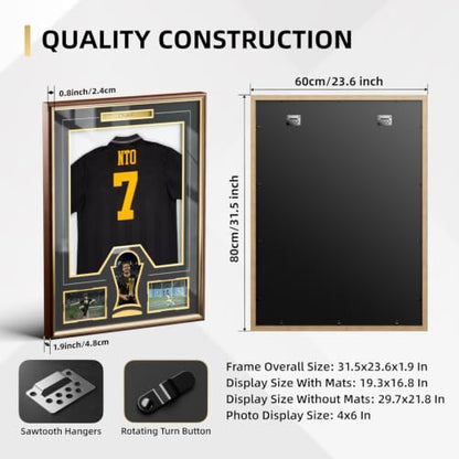 Jersey Display Case Wooden Frame with Tempered Glass 1 Pack R2