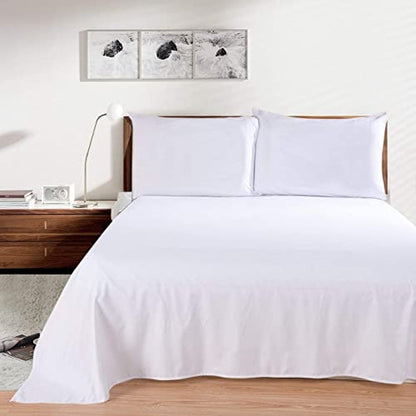 White King Size Egyptian Cotton Flat Sheet - 1000 Thread Count Silky Sateen Bedding