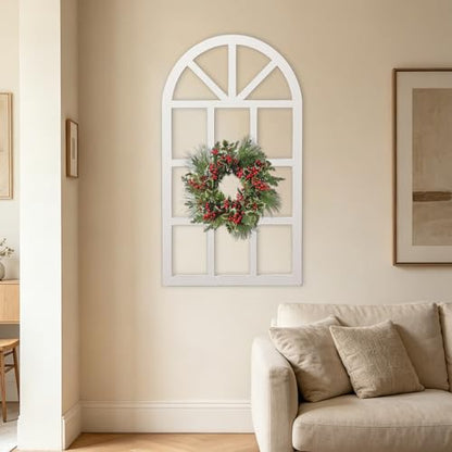 Farmhouse Window Frame Wall Decor, Distressed Wood Arch Panels 36 x 20