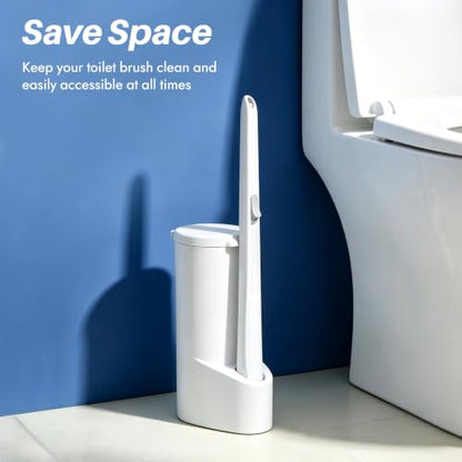 Disposable Toilet Brush Set with 30 Refills, Extended Handle & Holder