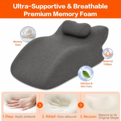 Large Memory Foam Wedge Pillow for Bed Reading Black - Support Cushion