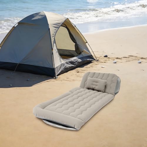 Grey Double Sided Flocked SUV Air Mattress - Thick Inflatable Car Bed for Camping & Travel