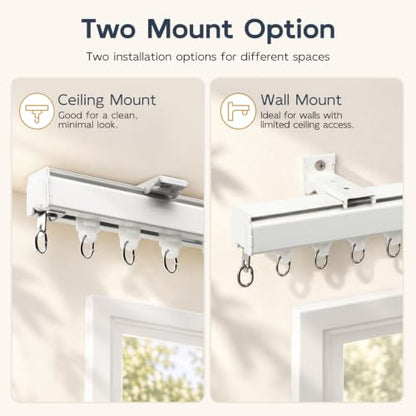 White Aluminum Ceiling Curtain Track 3-6ft Pack - Wall & Ceiling Mount