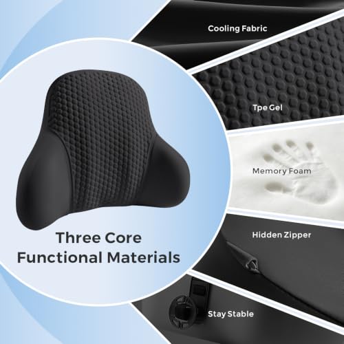 BABUR Gel Lumbar Support Pillow for Car Black - Lower Back Pain Relief