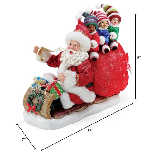 Christmas Santa Figurine with Sled and Gift Sack - 9 Inch Holiday Decor