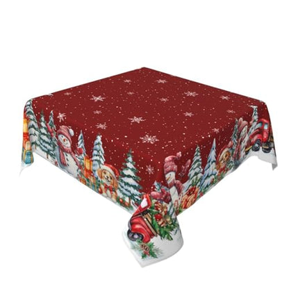 Christmas Square Tablecloth 52x52 Inch Red Snowman Holiday Decor for Dining
