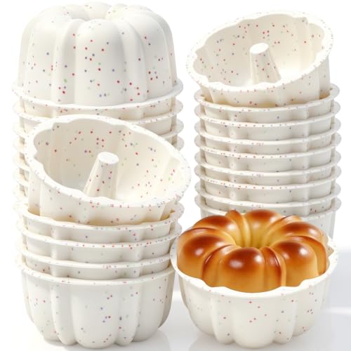 Mini Silicone Flan Molds Set - 25 Pack, 4 Inch Reusable Nonstick Baking Cups - Cream Variation
