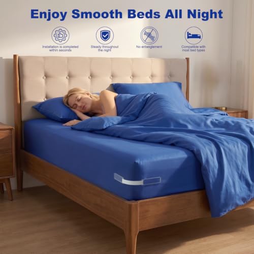 Bed Sheet Holders for Corners 4 Pack - Heavy Duty Fitted Sheet Grippers with Sliding Locks