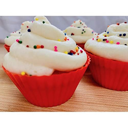 Fox Run Red Silicone Muffin and Cupcake Liners, Set of 12 Standard Size Wrappers