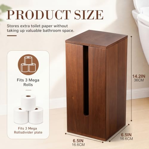Wooden Toilet Paper Roll Holder with Lid and Storage Shelf - Rustic Bathroom Organizer