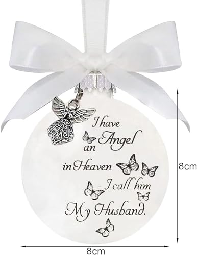 Angel Memorial Ornament with White Feathers and Bow Tie - Christmas Holiday Decorations for Loss of Daughter