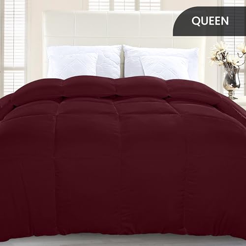 Utopia Bedding Comforter Duvet Insert, Quilted Comforter with Corner Tabs, Box Stitched Down Alternative Comforters Queen Size (Burgundy, Pack of 4)