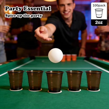 Black Disposable Plastic Shot Glasses 2 oz - 100 Pack, Mini Cups