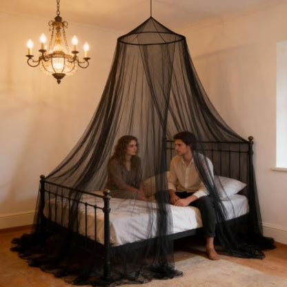 Elegant Queen Size Bed Canopy with Mesh Curtains - Stylish & Breathable