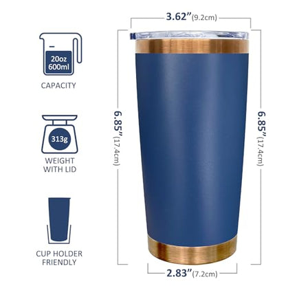 20 oz Insulated Stainless Steel Tumbler with Lid Navy - Durable Travel Mug