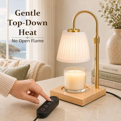 Dimmable Candle Warmer Lamp with Timer and Light Gold Finish - Home Decor