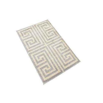 Unique Loom Athens Collection Classic Geometric Modern Border Design Area Rug, 2 ft x 3 ft, Gray/Beige