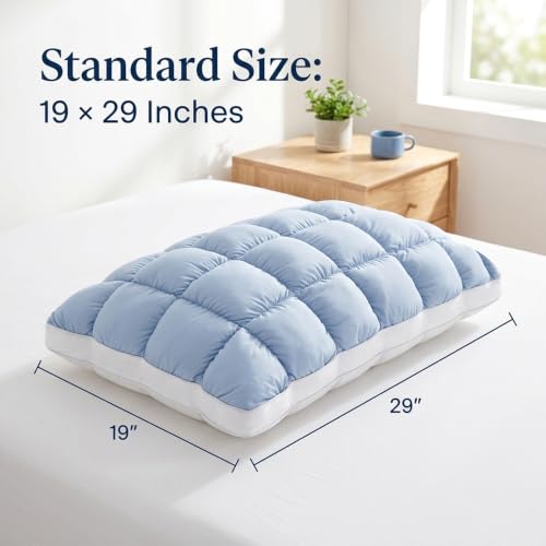 Gray Fluffy Cloud Pillow with Breathable Cool-Touch Fabric - Adjustable Loft