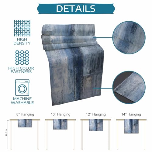 Burlap Linen Table Runner 13x120 Inch - Rustic Farmhouse Style Blue Ombre