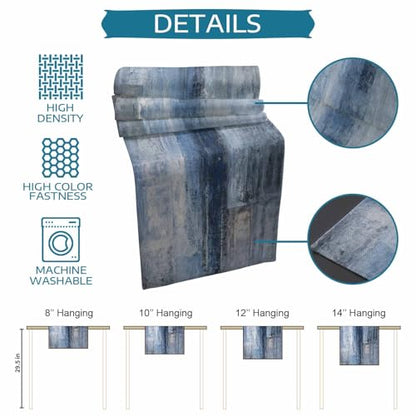 Burlap Linen Table Runner 13x120 Inch - Rustic Farmhouse Style Blue Ombre