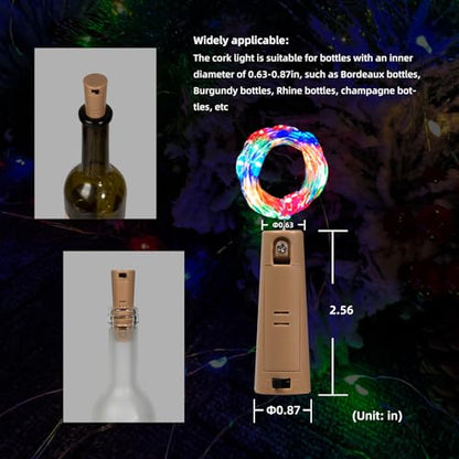 Multicolor Bottle Lights Set 6 Pack - 20 LEDs, 6.6ft Dual Battery Pack, Wine & Bottle Decoration
