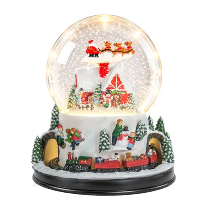 Christmas Snow Globe with Animated Train & Santa Sleigh - Musical & Lighted Display - Variation: Animated Train