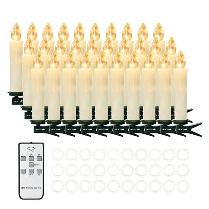 4 Inch Ivory Flameless LED Taper Candles Set with Remote Timer - Perfect Holiday Decor