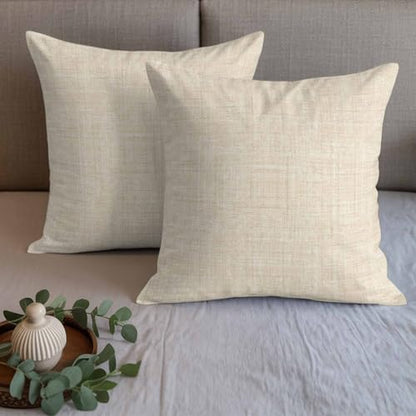 Cal King Bed Runner with Pillow Covers 102x20 Cream Linen Fabric Decorative Set