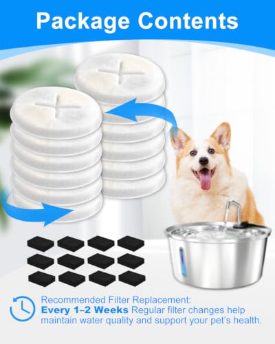 White 12+12 Dog Water Fountain Filter Set for Pawccoli WF02