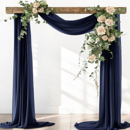 Navy Blue Wedding Arch Draping Fabric Backdrop 4 Panels - 29"×20Ft, Pack of 4